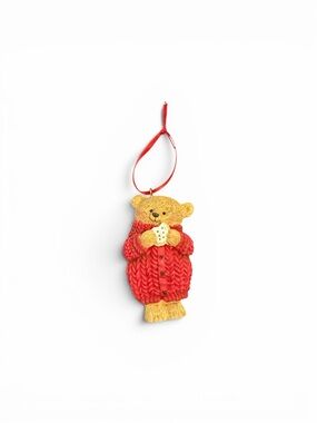 Cute Teddy Bear Ornament in Red Sweater